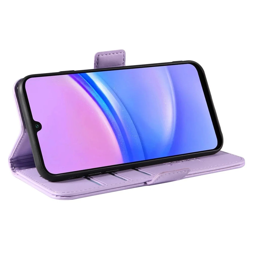 YIKATU YK-003 For Samsung Galaxy A18 5G / A17 5G / A17 4G / A26 5G / A16 5G / A16 4G Case Wallet Stand Leather Phone Cover Side Buckle - Light Purple - 3