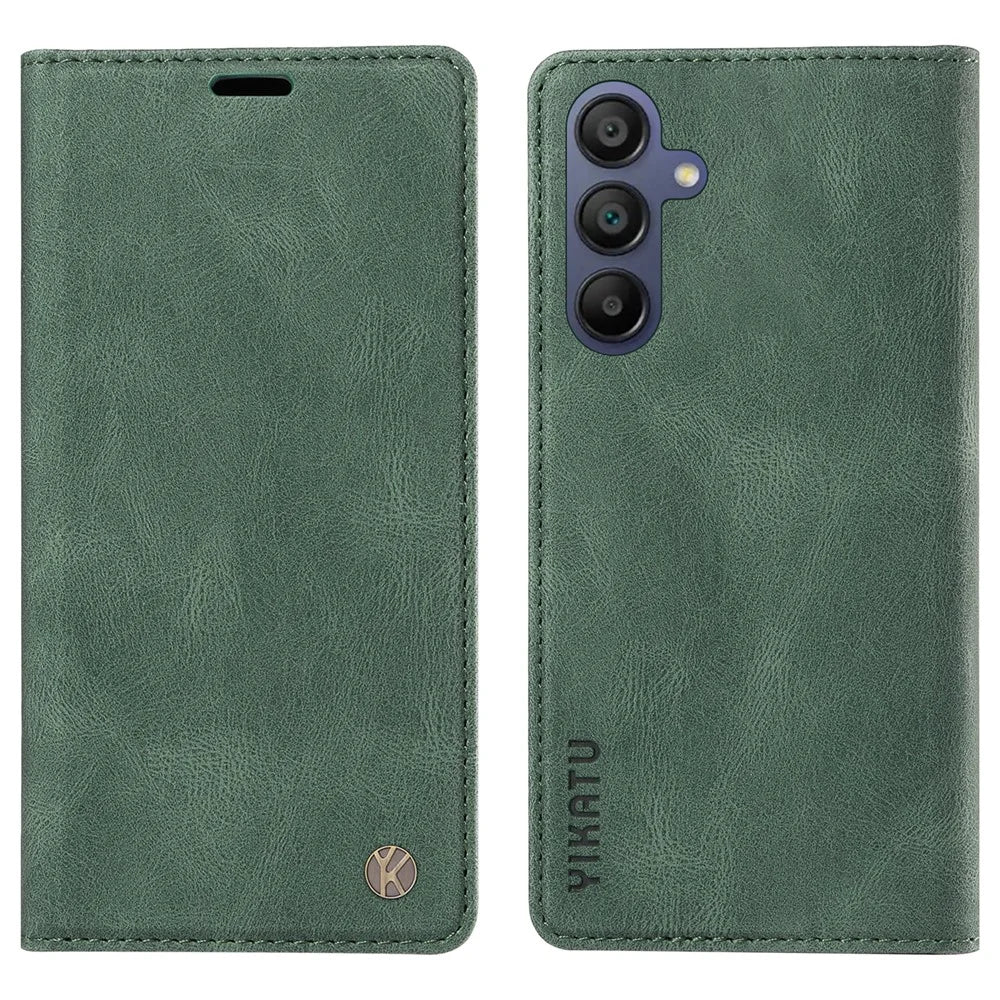 YIKATU YK-004 For Samsung Galaxy A26 5G / A16 5G / A16 4G Case Leather Skin-Touch Phone Cover Magnetic Auto-Absorbed - Green - 1