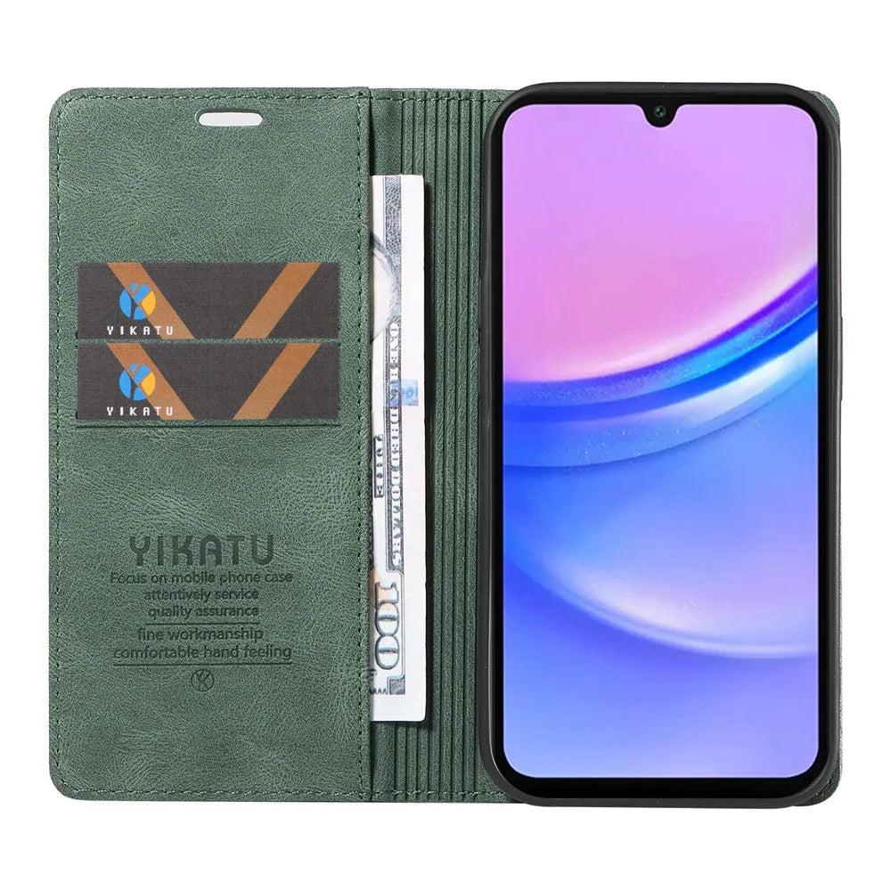 YIKATU YK-004 For Samsung Galaxy A26 5G / A16 5G / A16 4G Case Leather Skin-Touch Phone Cover Magnetic Auto-Absorbed - Green - 2