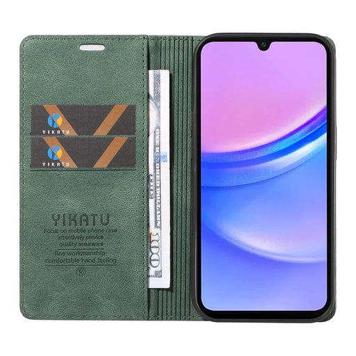 YIKATU YK-004 For Samsung Galaxy A26 5G / A16 5G / A16 4G Case Leather Skin-Touch Phone Cover Magnetic Auto-Absorbed - Green - 2