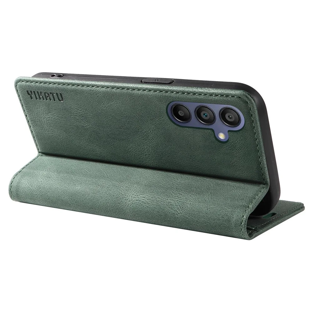 YIKATU YK-004 For Samsung Galaxy A26 5G / A16 5G / A16 4G Case Leather Skin-Touch Phone Cover Magnetic Auto-Absorbed - Green - 4