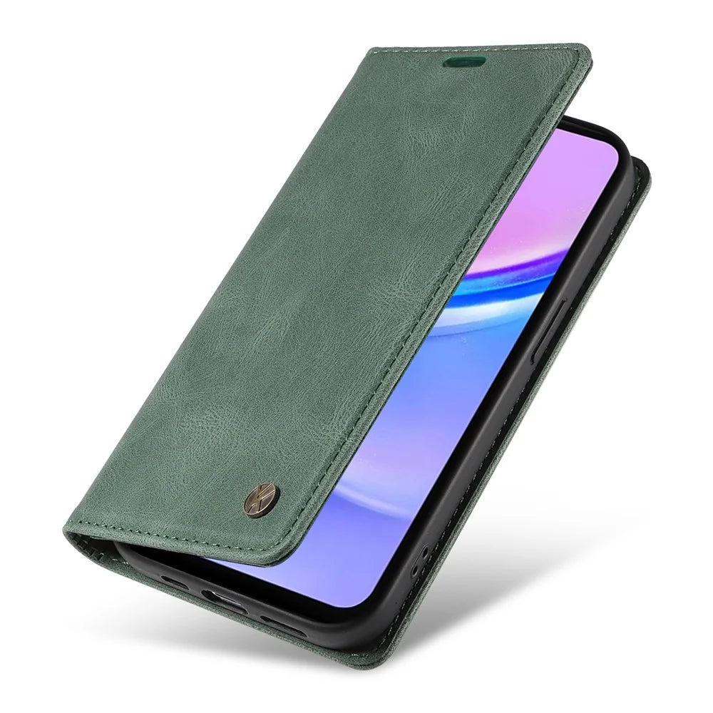 YIKATU YK-004 For Samsung Galaxy A26 5G / A16 5G / A16 4G Case Leather Skin-Touch Phone Cover Magnetic Auto-Absorbed - Green - 5