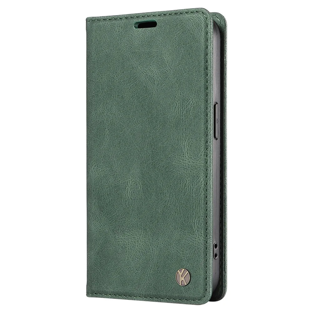 YIKATU YK-004 For Samsung Galaxy A26 5G / A16 5G / A16 4G Case Leather Skin-Touch Phone Cover Magnetic Auto-Absorbed - Green - 6