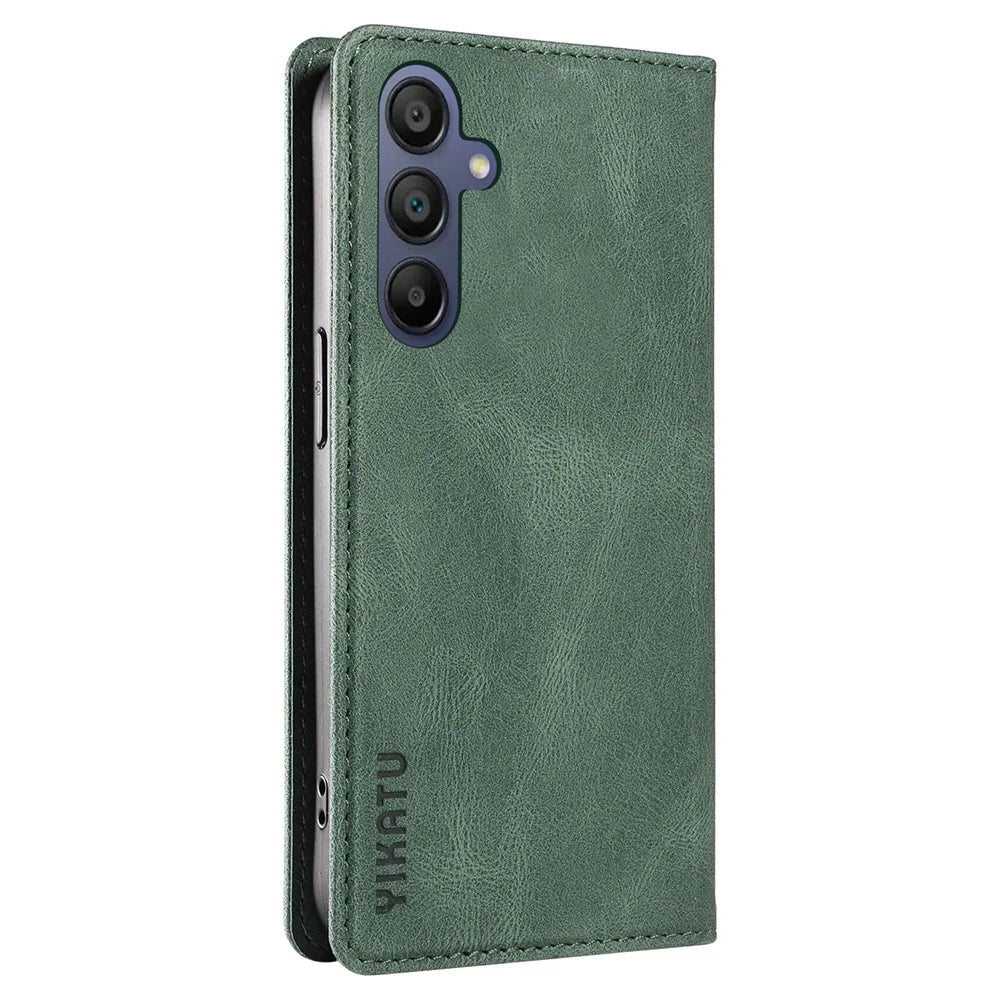 YIKATU YK-004 For Samsung Galaxy A26 5G / A16 5G / A16 4G Case Leather Skin-Touch Phone Cover Magnetic Auto-Absorbed - Green - 7
