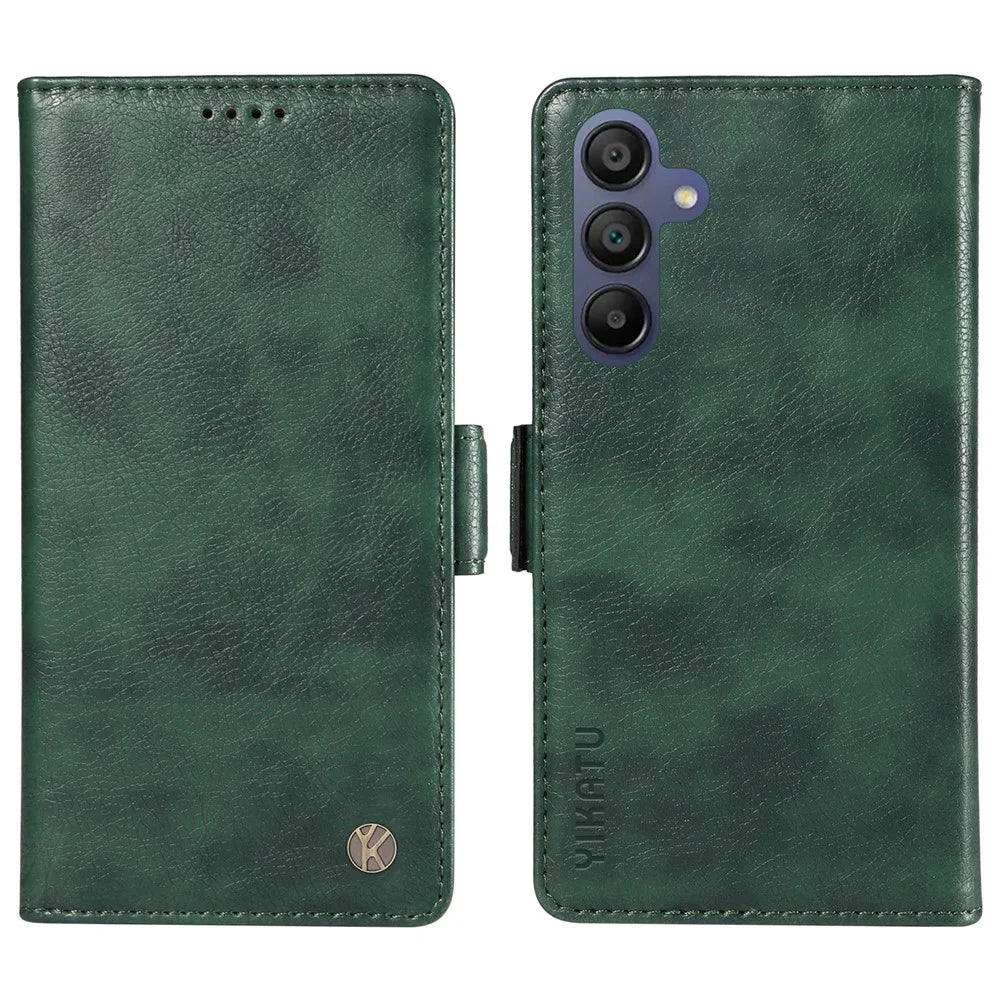 YIKATU YK-007 For Samsung Galaxy A18 5G / A17 5G / A17 4G / A26 5G / A16 5G / A16 4G Case Side Buckle PU Leather Phone Cover Litchi Texture - Green - 1