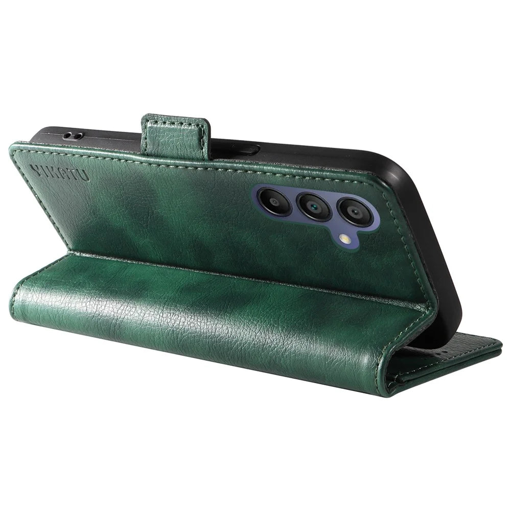 YIKATU YK-007 For Samsung Galaxy A18 5G / A17 5G / A17 4G / A26 5G / A16 5G / A16 4G Case Side Buckle PU Leather Phone Cover Litchi Texture - Green - 4