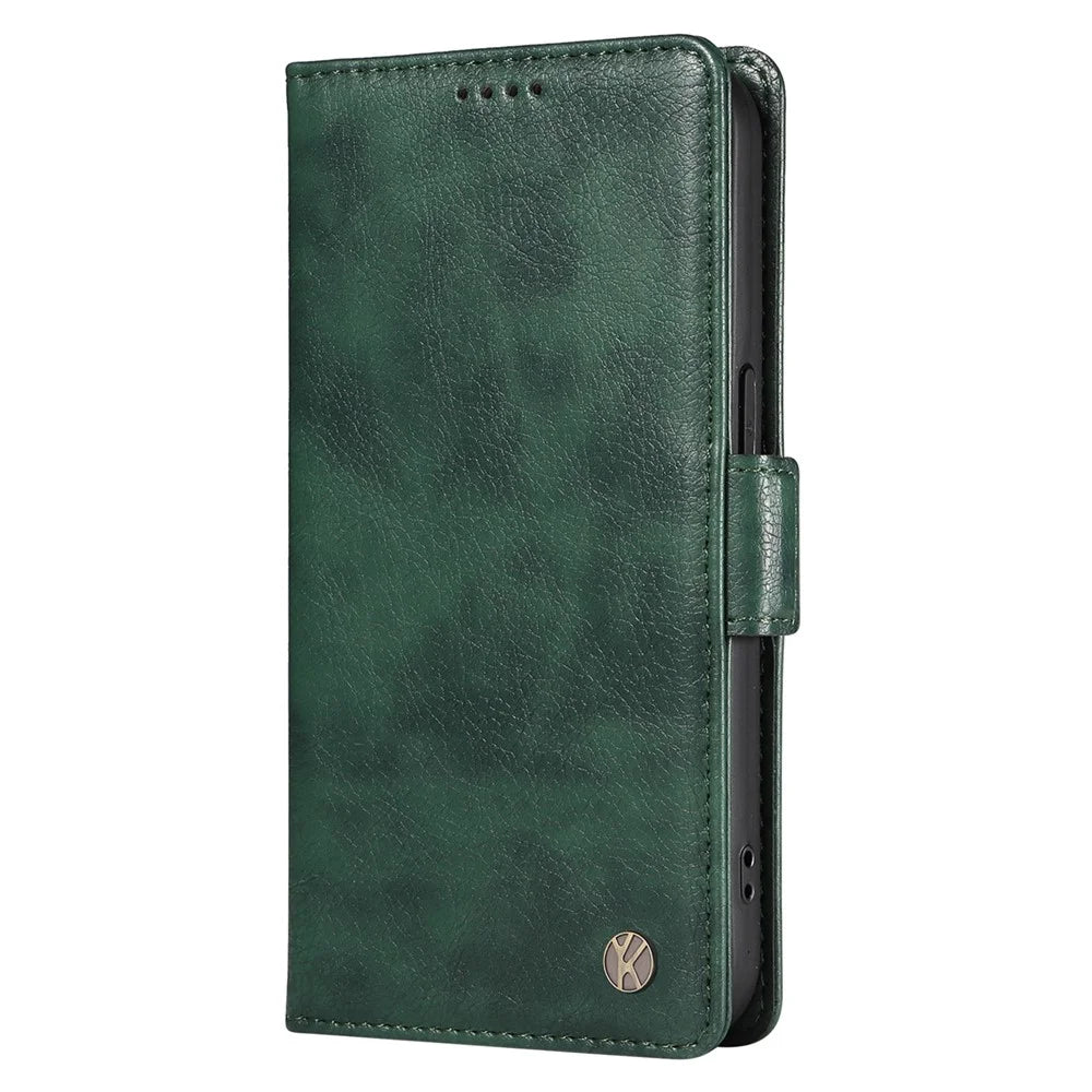YIKATU YK-007 For Samsung Galaxy A18 5G / A17 5G / A17 4G / A26 5G / A16 5G / A16 4G Case Side Buckle PU Leather Phone Cover Litchi Texture - Green - 6