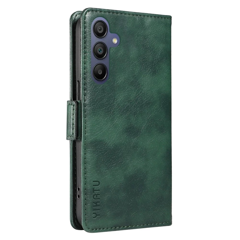 YIKATU YK-007 For Samsung Galaxy A18 5G / A17 5G / A17 4G / A26 5G / A16 5G / A16 4G Case Side Buckle PU Leather Phone Cover Litchi Texture - Green - 7