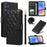 For Samsung Galaxy A05s 4G Case Wallet Rhombus Leather Phone Cover with Shoulder Strap, Wrist Strap - Black - 1