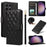 For Samsung Galaxy S24 Ultra Wallet Case Rhombus Leather Phone Cover with Shoulder Strap and Wrist Strap - Black - 1
