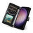 For Samsung Galaxy S24 Ultra Wallet Case Rhombus Leather Phone Cover with Shoulder Strap and Wrist Strap - Black - 5