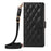 For Samsung Galaxy S24 Ultra Wallet Case Rhombus Leather Phone Cover with Shoulder Strap and Wrist Strap - Black - 6