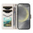 For Samsung Galaxy S25 / S24 Case Wallet Rhombus Leather Phone Cover with Shoulder Strap, Wrist Strap - White - 2