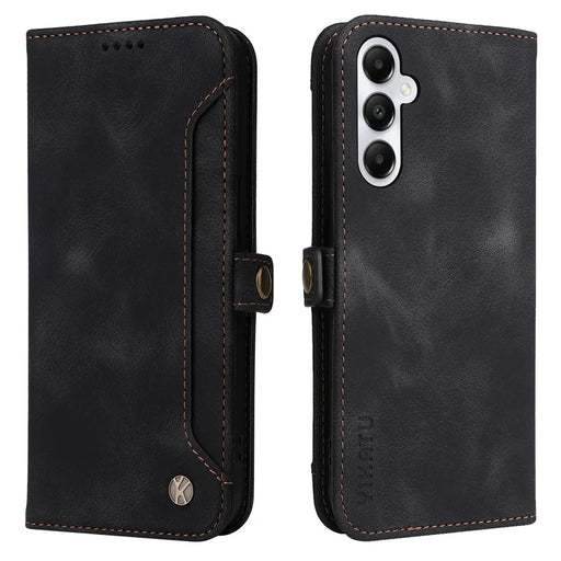 YIKATU YK-002 For Samsung Galaxy A05s 4G Case Wallet PU Leather Phone Cover with Outer Card Slot - Black - 1