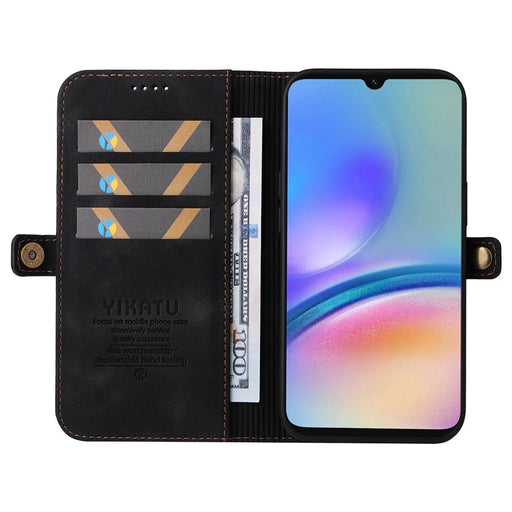 YIKATU YK-002 For Samsung Galaxy A05s 4G Case Wallet PU Leather Phone Cover with Outer Card Slot - Black - 2