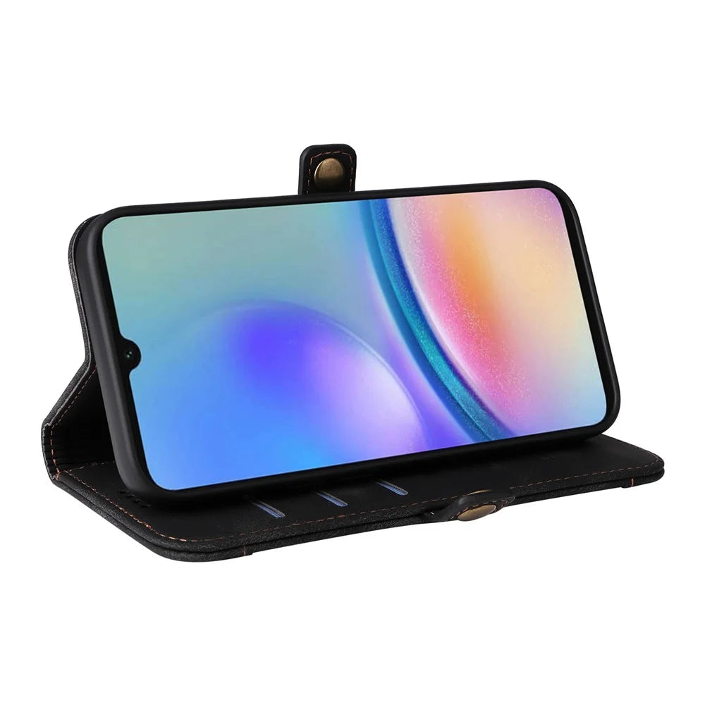 YIKATU YK-002 For Samsung Galaxy A05s 4G Case Wallet PU Leather Phone Cover with Outer Card Slot - Black - 3