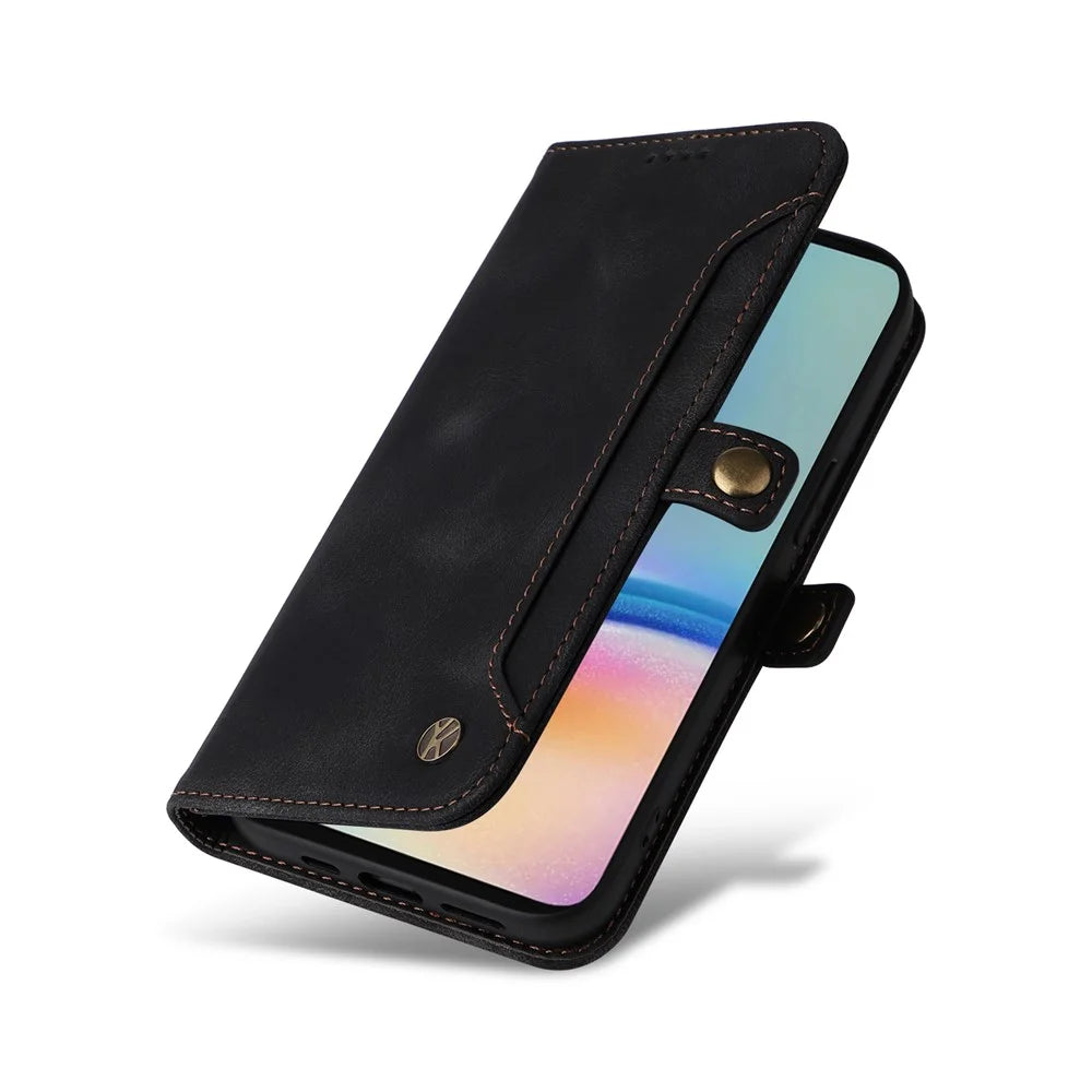 YIKATU YK-002 For Samsung Galaxy A05s 4G Case Wallet PU Leather Phone Cover with Outer Card Slot - Black - 5