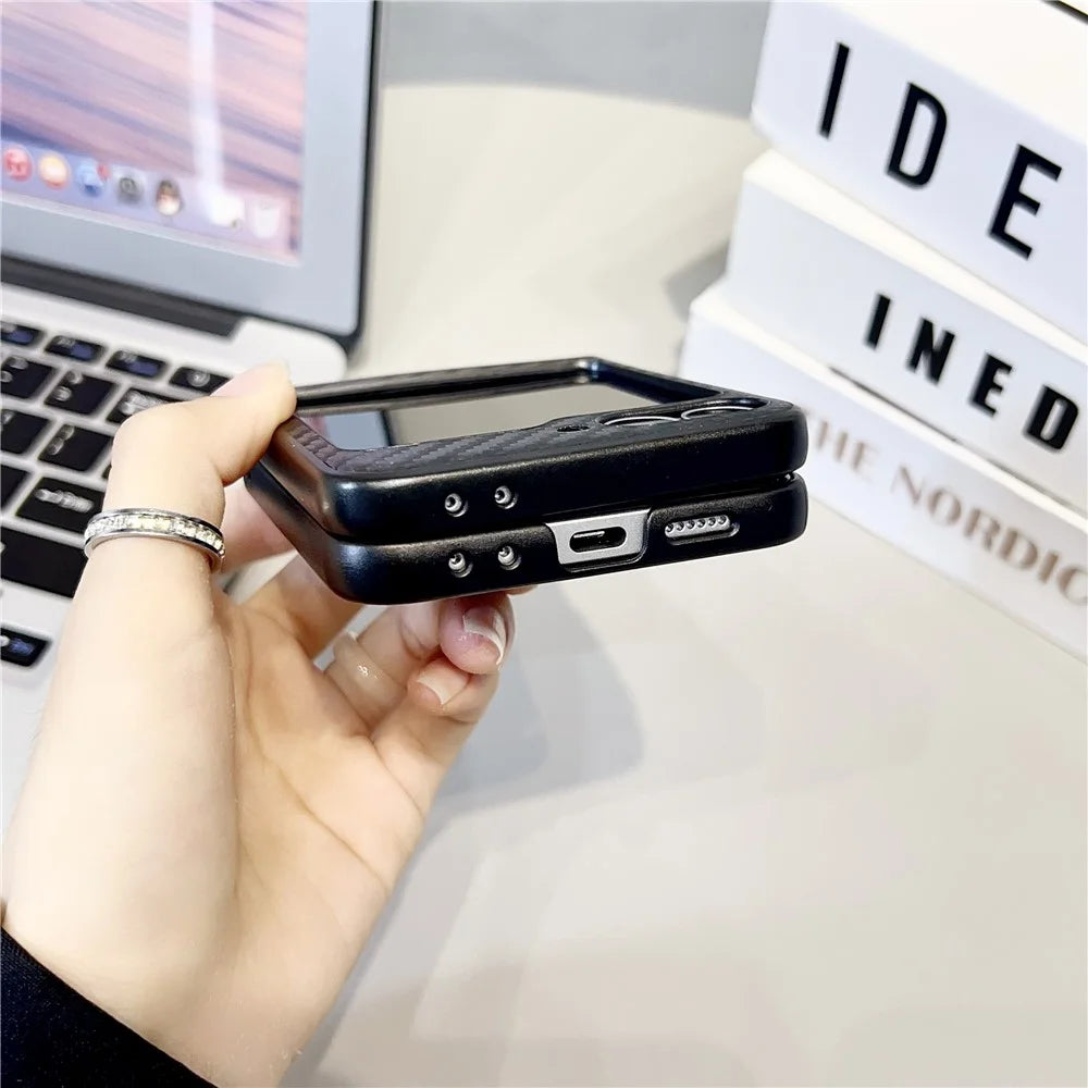 For Samsung Galaxy Z Flip7 FE 5G / Z Flip6 5G Case Ring Holder Hard PC Protective Phone Cover - Cross Texture - 6