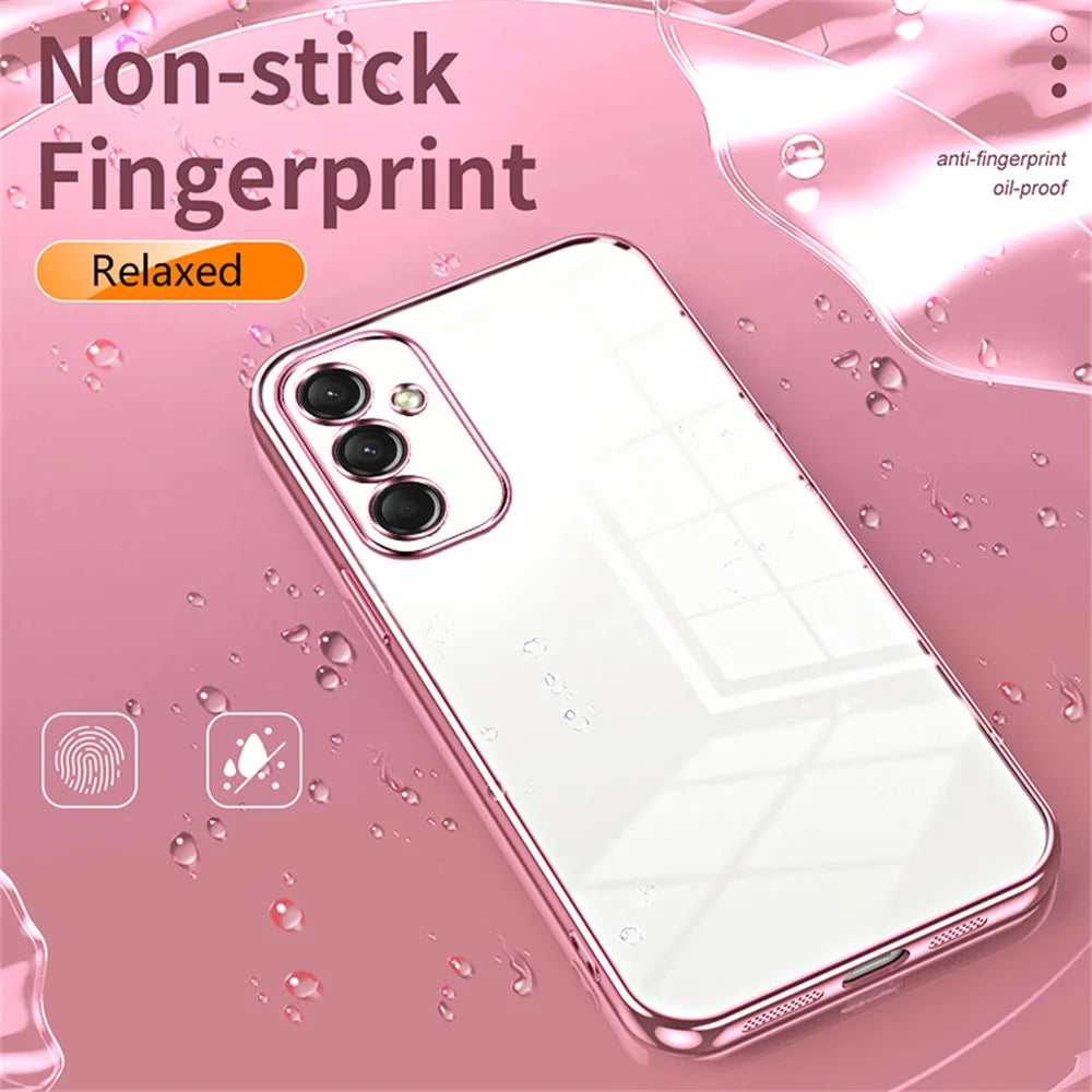 For Samsung Galaxy A16 5G / A16 4G Case Electroplating Frame Soft TPU Phone Cover - Pink - 5