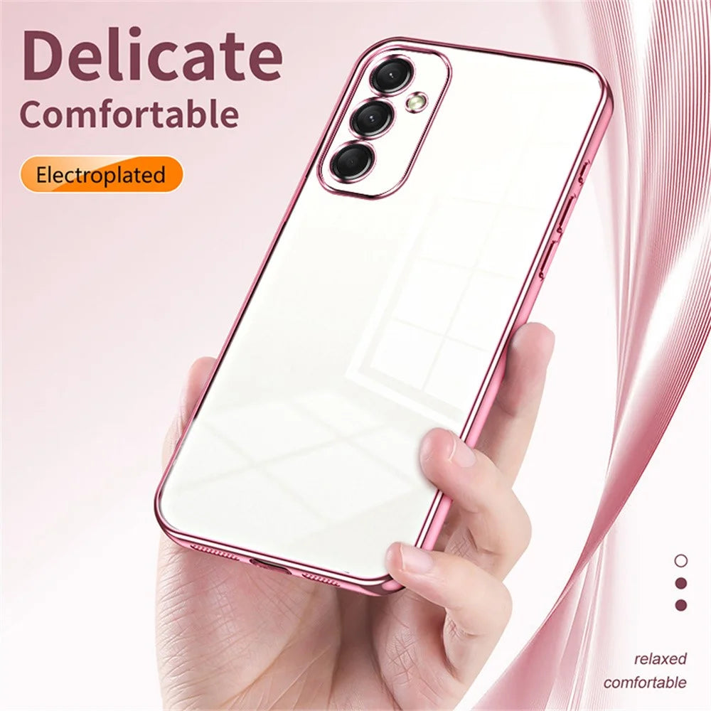 For Samsung Galaxy A16 5G / A16 4G Case Electroplating Frame Soft TPU Phone Cover - Pink - 6
