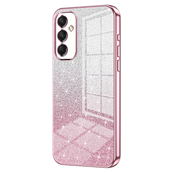 For Samsung Galaxy A16 5G / A16 4G Case Electroplating Gradient Glitter TPU Phone Cover - Pink - 1