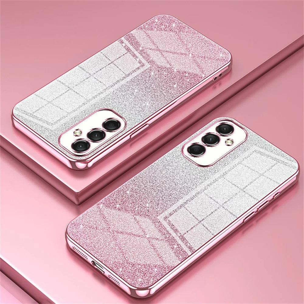 For Samsung Galaxy A16 5G / A16 4G Case Electroplating Gradient Glitter TPU Phone Cover - Pink - 2