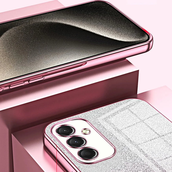 For Samsung Galaxy A16 5G / A16 4G Case Electroplating Gradient Glitter TPU Phone Cover - Pink - 3