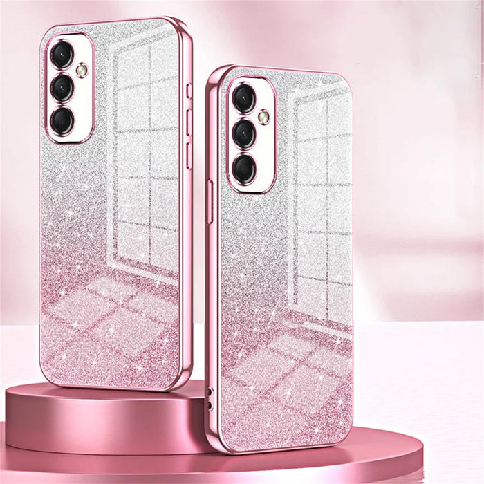 For Samsung Galaxy A16 5G / A16 4G Case Electroplating Gradient Glitter TPU Phone Cover - Pink - 5