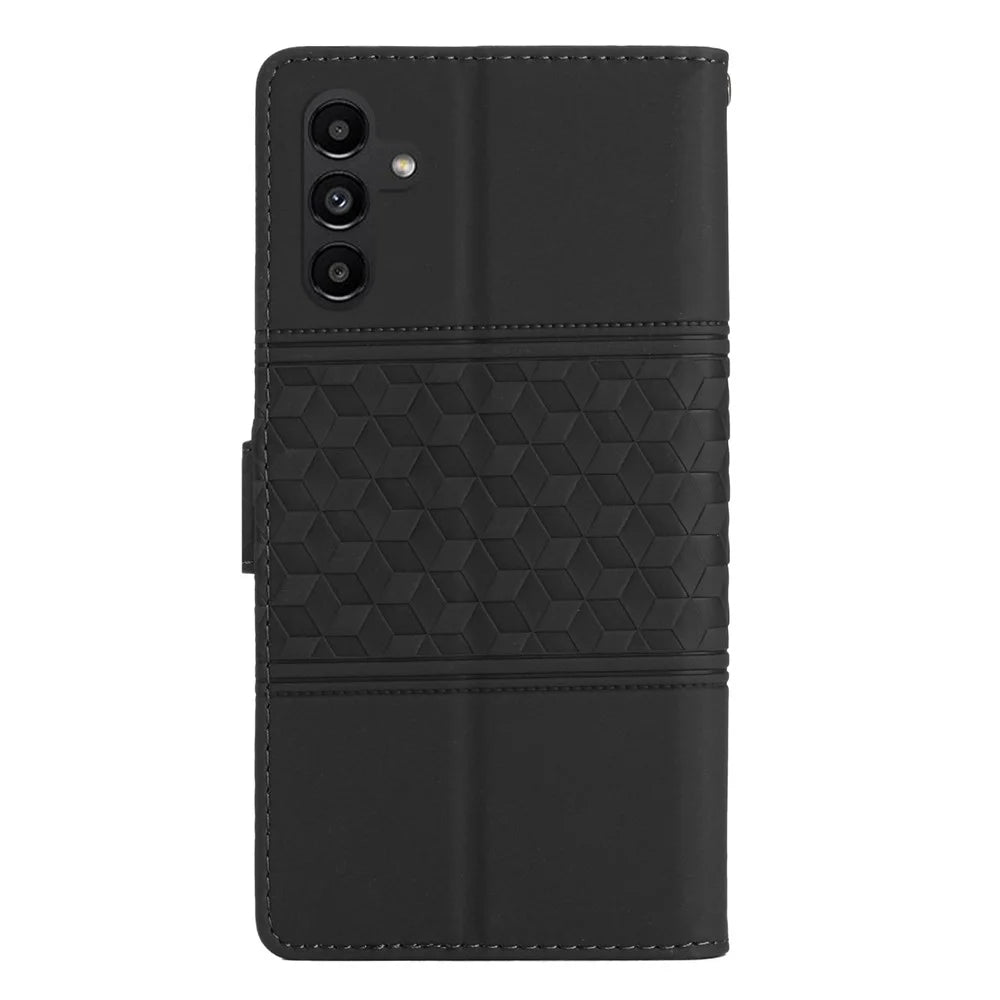 For Samsung Galaxy A16 5G / A16 4G Case Rhombus Leather Horizontal Flip Phone Cover - Black - 7
