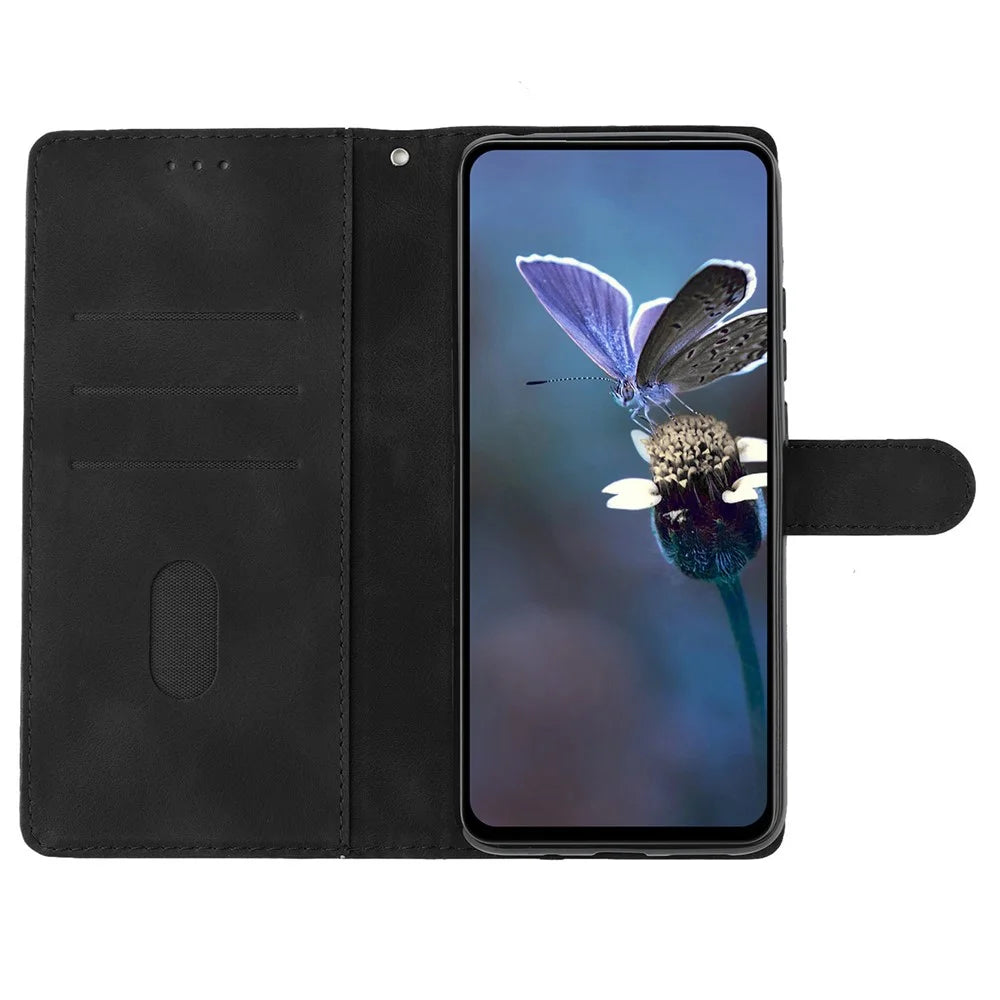 For Samsung Galaxy A16 5G / A16 4G Case Butterfly Flower Pattern Skin-Touch Leather Phone Cover - Black - 2