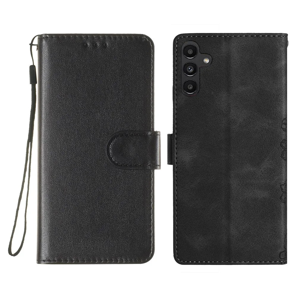 For Samsung Galaxy A16 5G / A16 4G Case PU Leather Flip Phone Cover Wallet Card Slot Holder - Black - 1