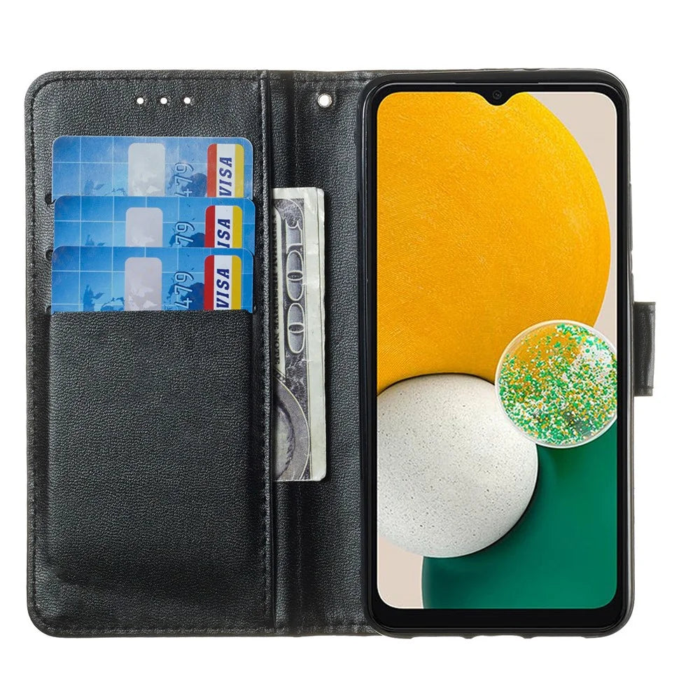 For Samsung Galaxy A16 5G / A16 4G Case PU Leather Flip Phone Cover Wallet Card Slot Holder - Black - 2