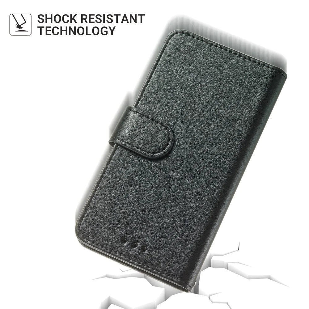 For Samsung Galaxy A16 5G / A16 4G Case PU Leather Flip Phone Cover Wallet Card Slot Holder - Black - 6
