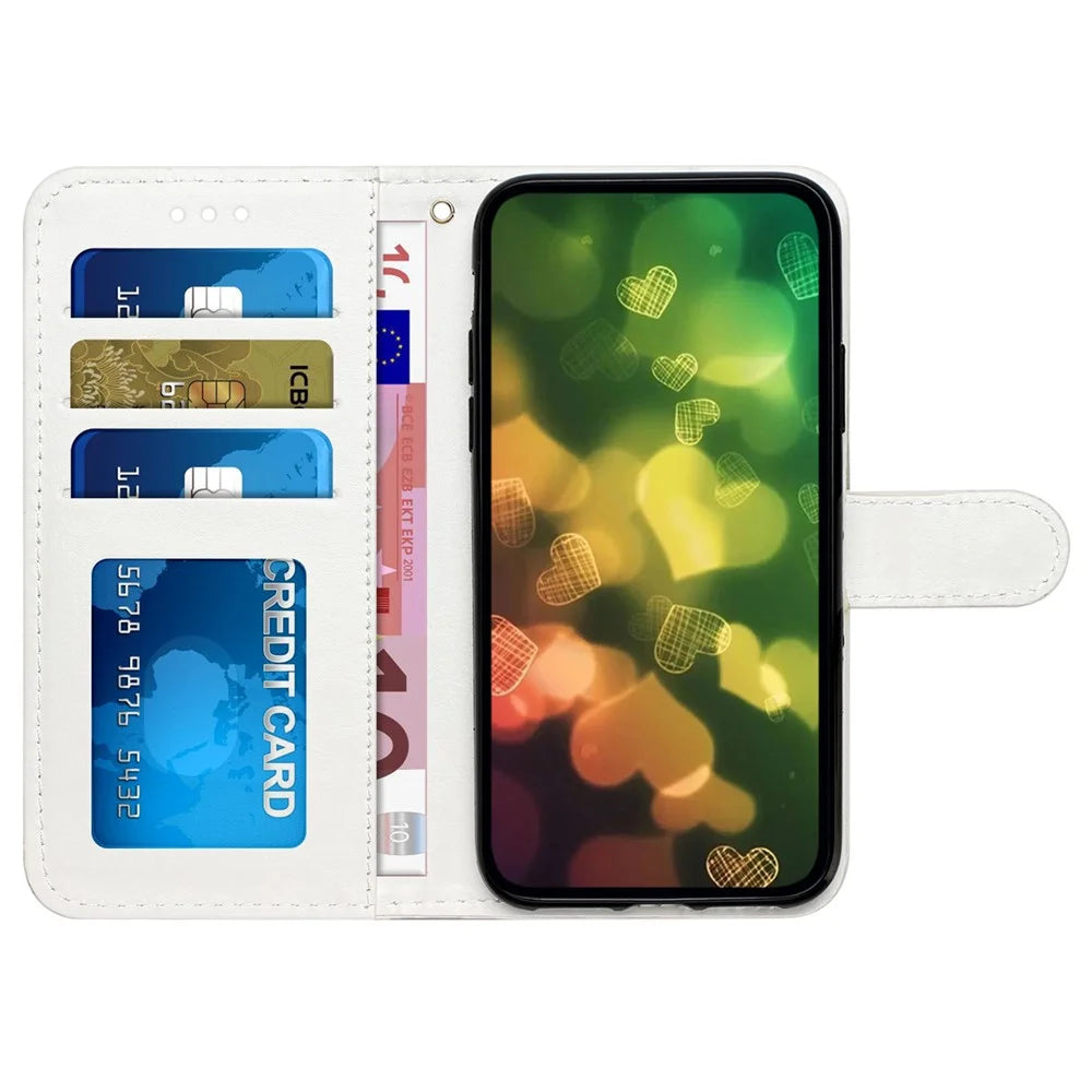 For Samsung Galaxy A16 5G / A16 4G Wallet Case Printed Pattern Design Leather Phone Cover - Couple Wolf - 2