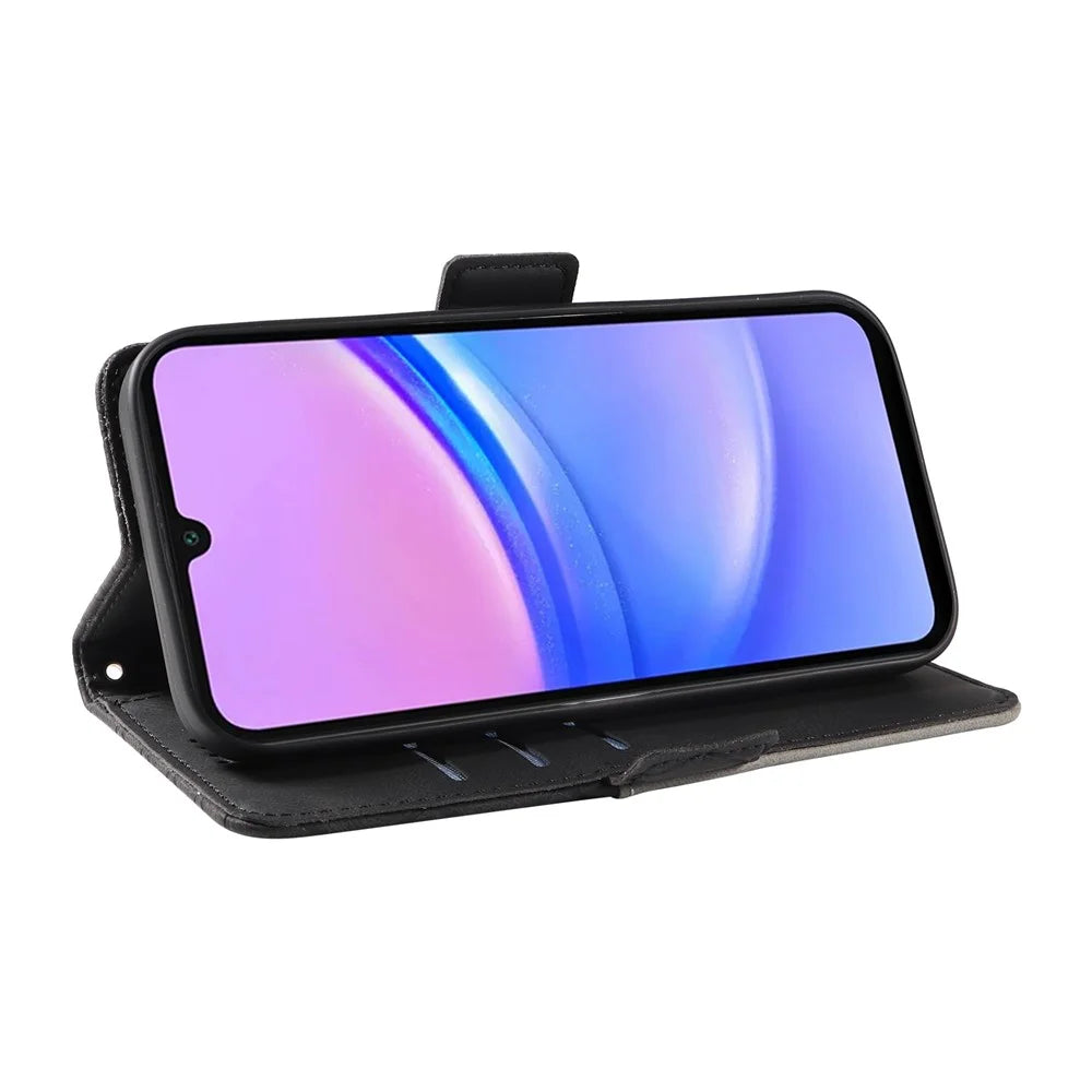 For Samsung Galaxy A18 5G / A17 5G / A17 4G / A26 5G / A16 5G / A16 4G Case Rhombus PU Leather Flip Phone Cover - Black - 3