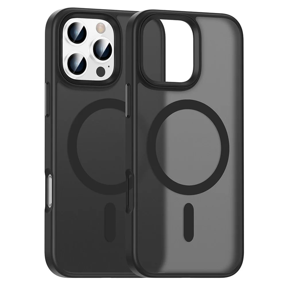 For iPhone 16 Pro Magnetic Case Compatible with MagSafe PC+TPU Phone Cover - Black - 1