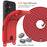 For iPhone 16 Case Liquid Silicone Card Holder Phone Back Cover with Lanyard - Red - 7
