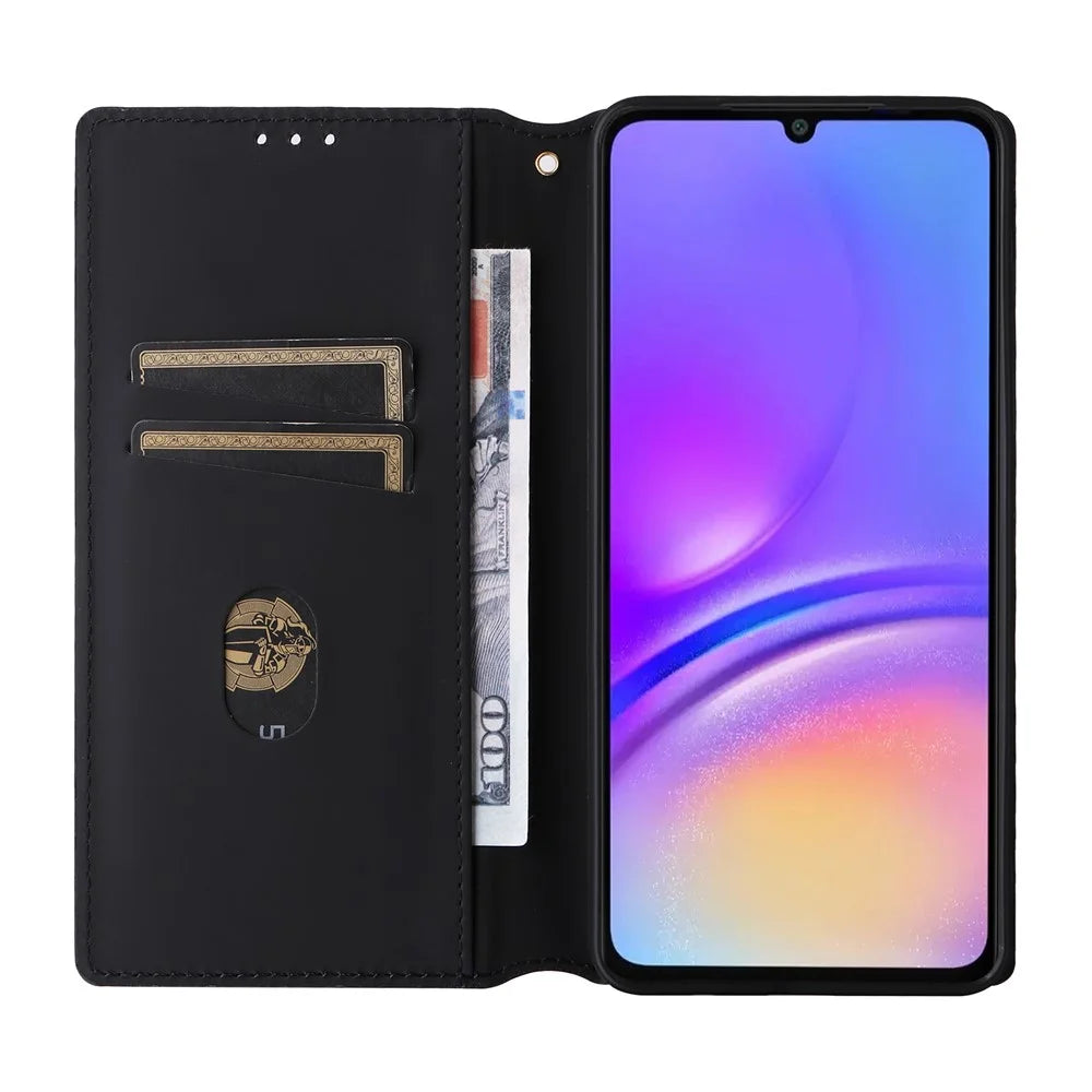 For Samsung Galaxy A06 4G / A06 5G Wallet Case Rhombus Imprinted Leather Phone Cover - Silver - 2