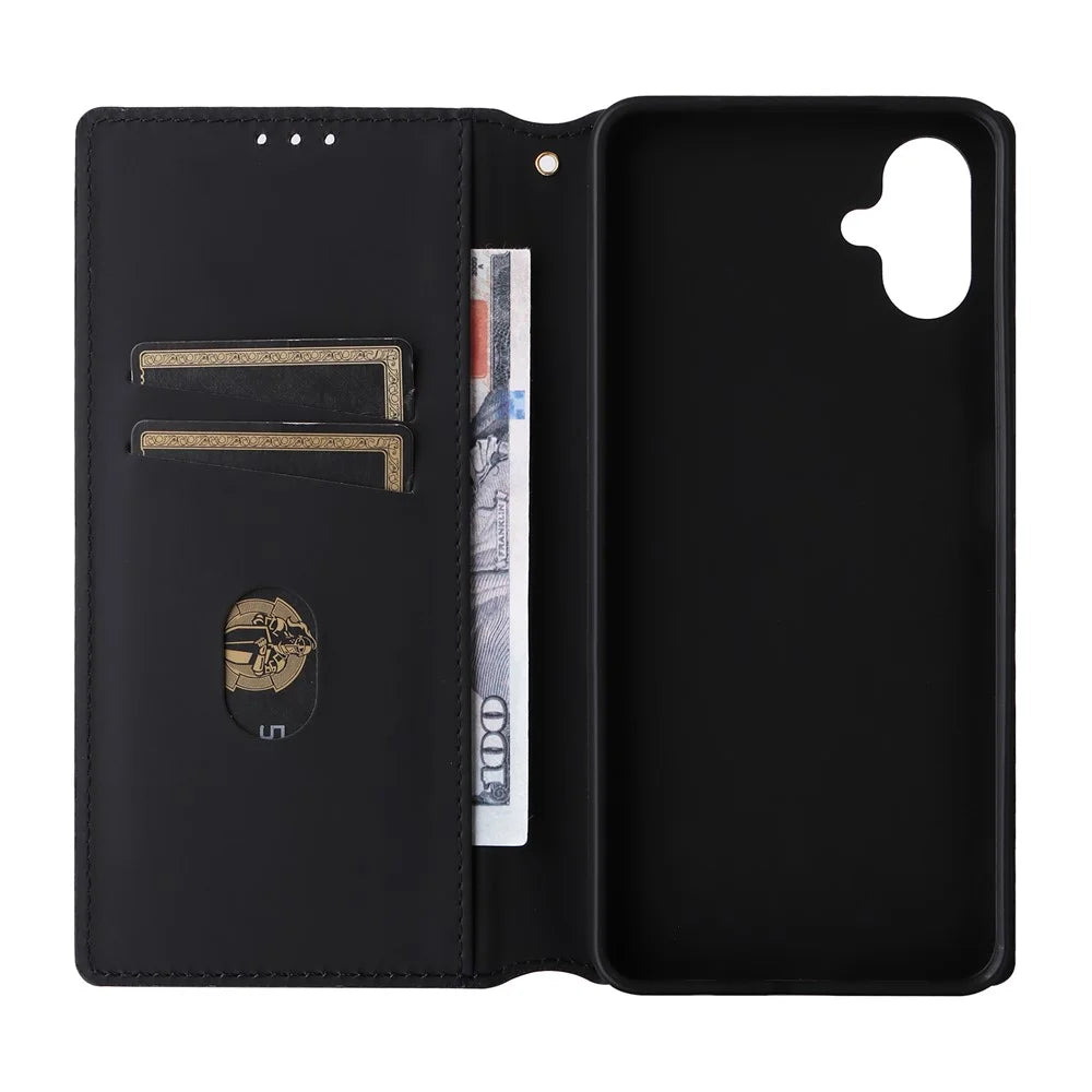 For Samsung Galaxy A06 4G / A06 5G Wallet Case Rhombus Imprinted Leather Phone Cover - Silver - 6