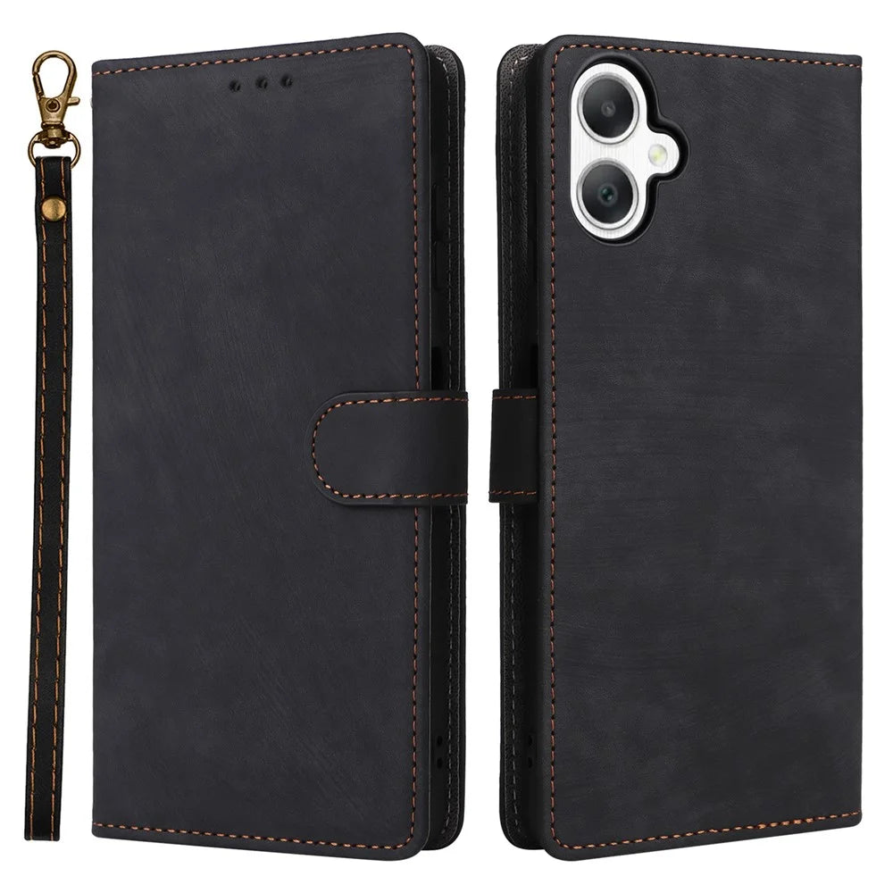 For Samsung Galaxy A06 4G / A06 5G Wallet Case RFID Blocking PU Leather Cover Stand View - Black - 1