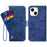 For iPhone 14 Plus Water-ink Painting Texture Cell Phone Case PU Leather Rotating Card Slots Holder Stand Wallet Shell - Blue - 1