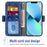 For iPhone 14 Plus Water-ink Painting Texture Cell Phone Case PU Leather Rotating Card Slots Holder Stand Wallet Shell - Blue - 2