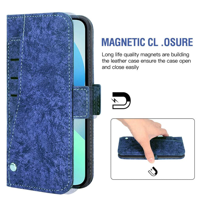 For iPhone 14 Plus Water-ink Painting Texture Cell Phone Case PU Leather Rotating Card Slots Holder Stand Wallet Shell - Blue - 4