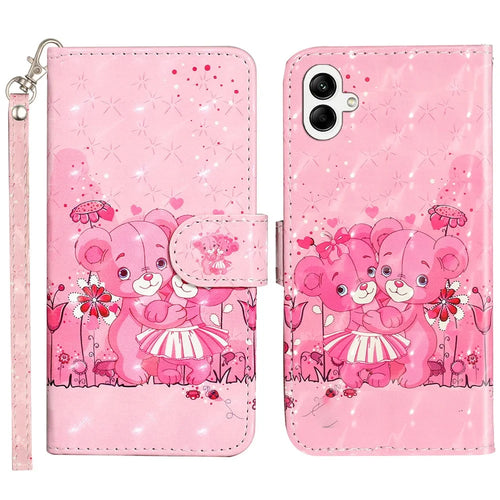 For Samsung Galaxy A08 5G / A08 4G / A07 4G / A06 4G / A06 5G Case 3D Pattern Printed Phone Leather Phone Cover - Bears - 1