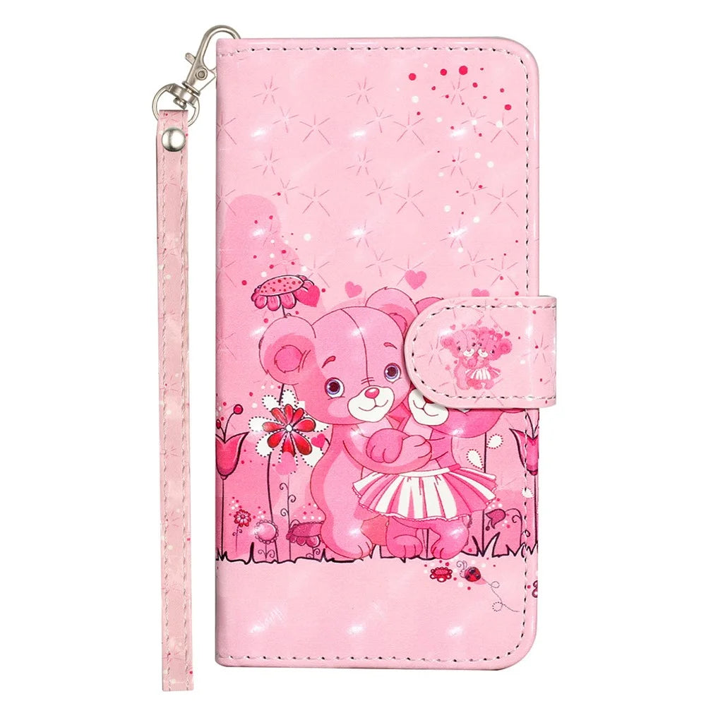 For Samsung Galaxy A08 5G / A08 4G / A07 4G / A06 4G / A06 5G Case 3D Pattern Printed Phone Leather Phone Cover - Bears - 5