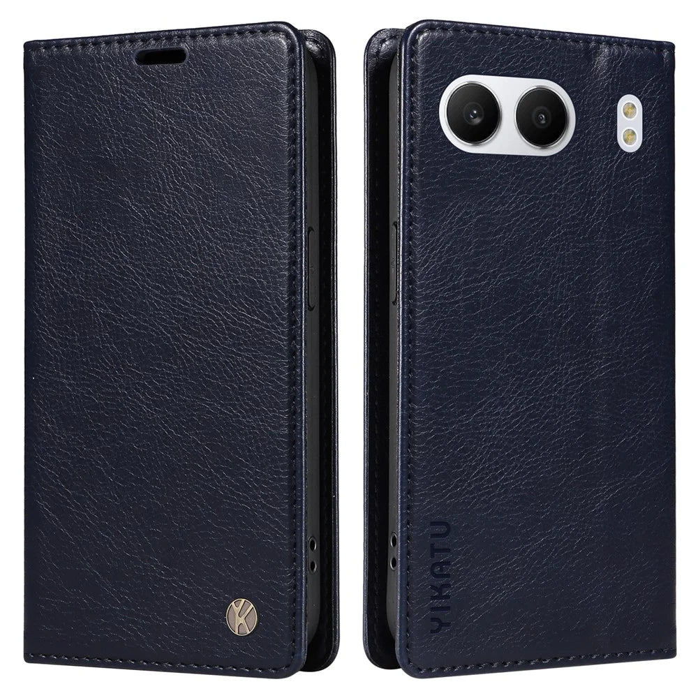 YIKATU YK-006 For OnePlus Nord 4 Case Wallet Litchi Grain Leather Phone Cover Magnetic Auto-Absorbed - Navy Blue - 1