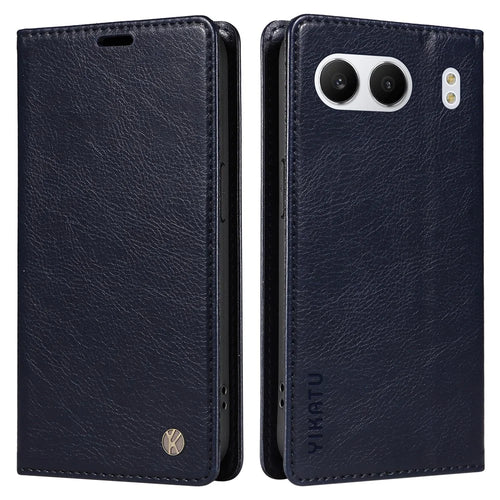 YIKATU YK-006 For OnePlus Nord 4 Case Wallet Litchi Grain Leather Phone Cover Magnetic Auto-Absorbed - Navy Blue - 1
