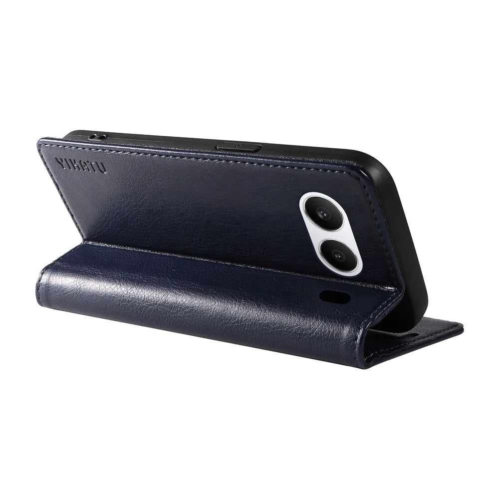 YIKATU YK-006 For OnePlus Nord 4 Case Wallet Litchi Grain Leather Phone Cover Magnetic Auto-Absorbed - Navy Blue - 4