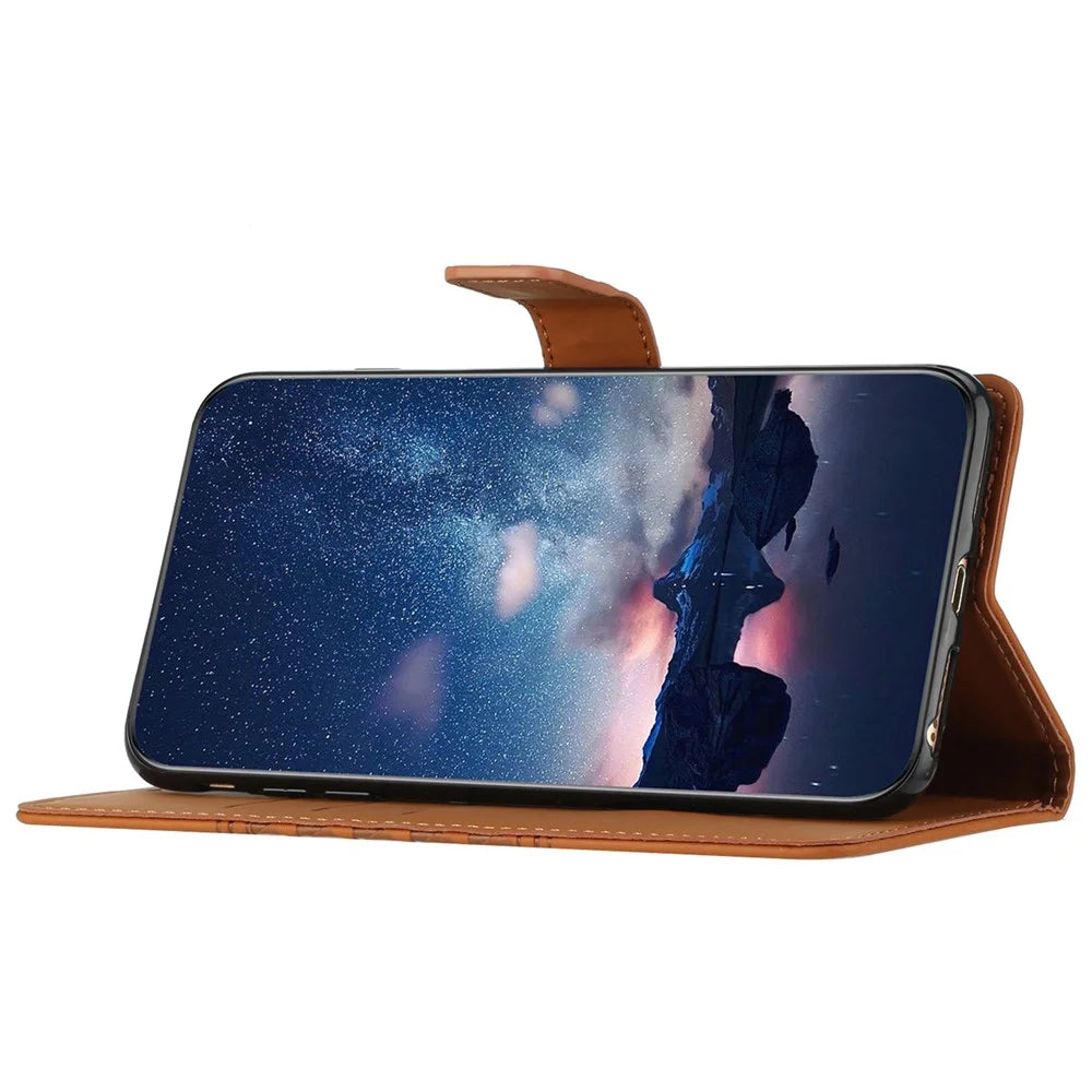 For Samsung Galaxy A06 4G Case Rhombus Leather Horizontal Flip Phone Cover - Brown - 2