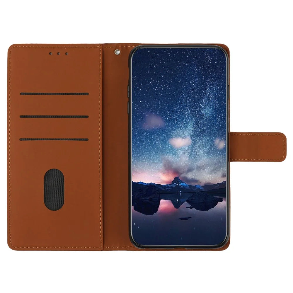 For Samsung Galaxy A06 4G Case Rhombus Leather Horizontal Flip Phone Cover - Brown - 3